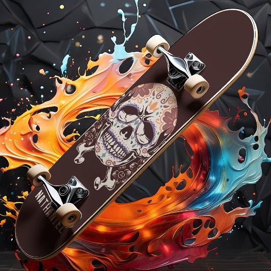 De Mexicaanse Suikerschedel Retro Aangepaste naam Persoonlijk Skateboard