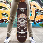 De Mexicaanse Suikerschedel Retro Aangepaste naam Persoonlijk Skateboard<br><div class="desc">Retro Mexican Sugar Skull Custom Name skateboard</div>
