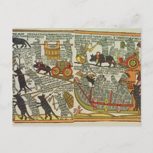 De Mice Bury the Cat, Russisch, eind 18e eeuw Briefkaart (Voorkant)