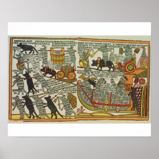 De Mice Bury the Cat, Russisch, eind 18e eeuw Poster (Voorkant)