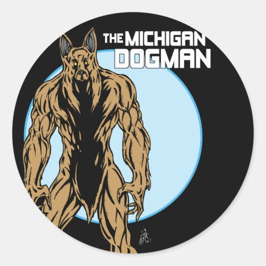 De Michigan Dogman Ronde Sticker (Voorkant)