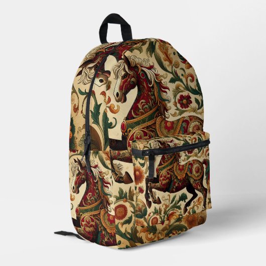 De middeleeuwse betoverde ros in bloei bedrukte rugzak (Achterkant Hoek Links)