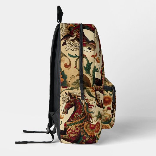 De middeleeuwse betoverde ros in bloei bedrukte rugzak (Links)