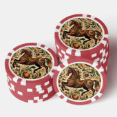 De middeleeuwse betoverde ros in bloei poker chips (Opstapeling)