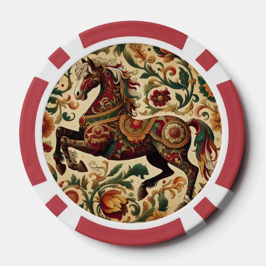 De middeleeuwse betoverde ros in bloei poker chips (Achterkant)