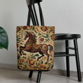 De middeleeuwse betoverde ros in bloei tote bag