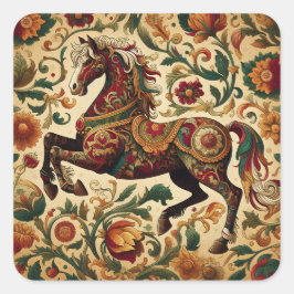 De middeleeuwse betoverde ros in bloei vierkante sticker