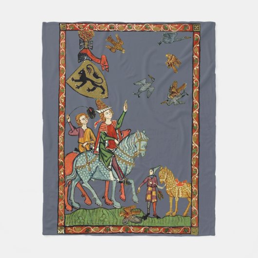 De middeleeuwse eendenjacht met valken? fleece dek deken (Voorkant)