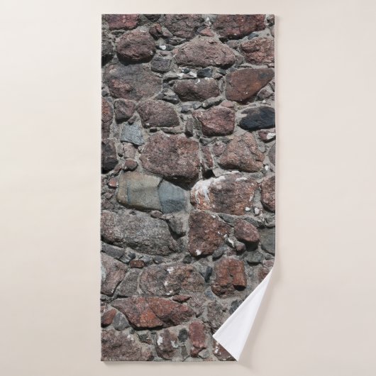 De middeleeuwse textuur van de steenmuur ondergron badhanddoek (Badhanddoek)
