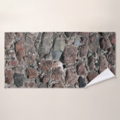 De middeleeuwse textuur van de steenmuur ondergron badhanddoek (Badhanddoek)