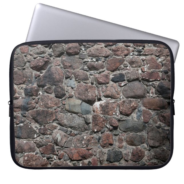 De middeleeuwse textuur van de steenmuur ondergron laptop sleeve (Voorkant)