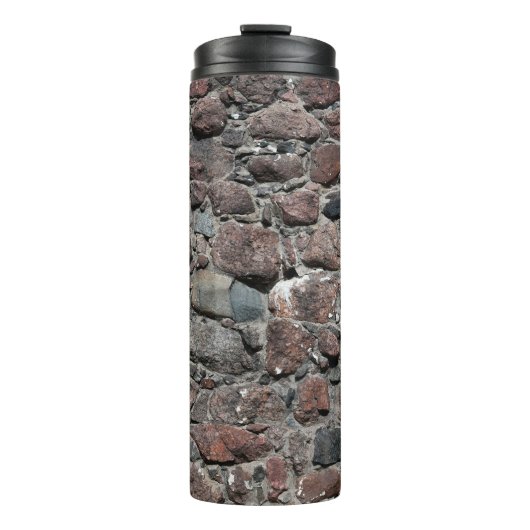 De middeleeuwse textuur van de steenmuur ondergron thermosbeker (Voorkant)