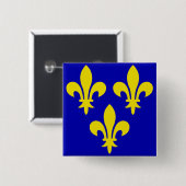 De middeleeuwse vlag van Frankrijk Vierkante Button 5,1 Cm (Voorkant /achterkant)