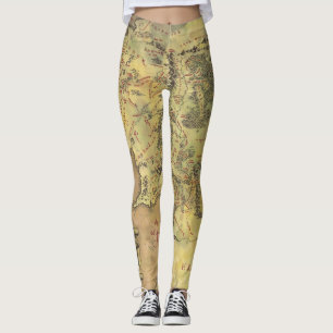 De midden Kaart van de Aarde Leggings