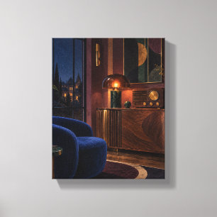 De Middernacht Radio Kamer   Sfeervol Neo Deco Int Canvas Afdruk