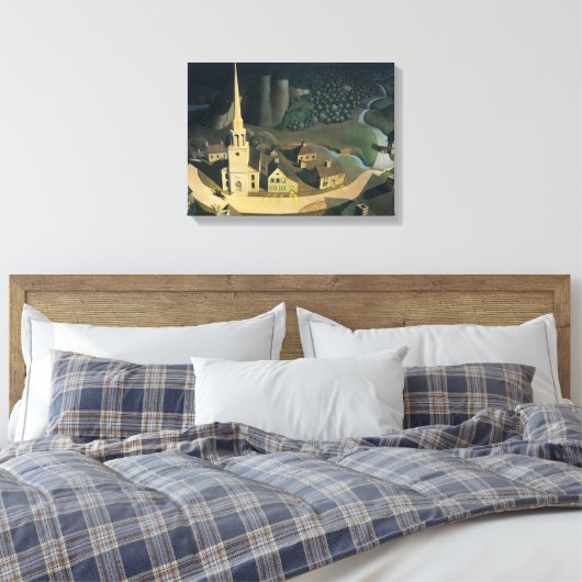 De middernacht van Paul Revere door Grant Wood Canvas Afdruk (Insitu (Slaapkamer))