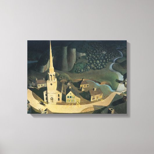 De middernacht van Paul Revere door Grant Wood Canvas Afdruk