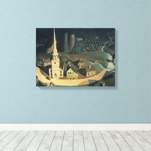 De middernacht van Paul Revere door Grant Wood Canvas Afdruk (Insitu (Houten vloer))