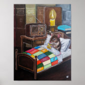 De Midnight Broadcast-schildering van Alfred Fox Poster (Voorkant)