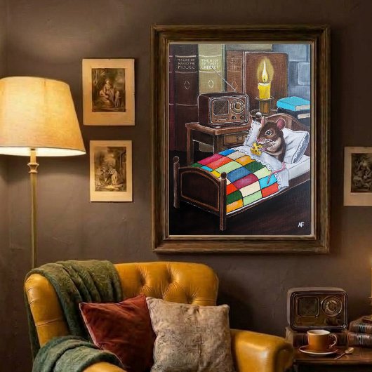 De Midnight Broadcast-schildering van Alfred Fox Poster