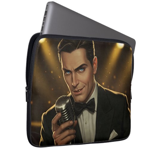 De Midnight Crooner Laptop Sleeve (Voorkant Rechts)