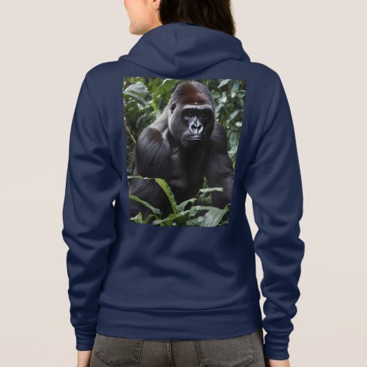 De Midnight Gorilla King: Monarch van het bos Hoodie (Achterkant)
