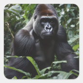 De Midnight Gorilla King: Monarch van het bos Vierkante Sticker (Voorkant)