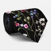 De "Midnight Meadow" Botanische Herenzijden Das (Opgerold)
