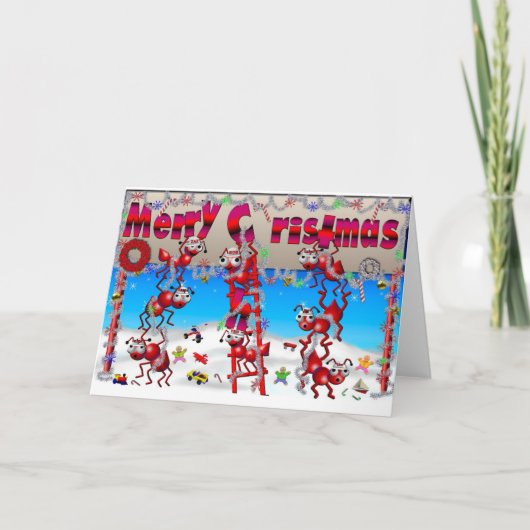 De mieren van Kerstmis Feestdagen Kaart (Voorkant)