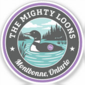 De Mighty Loons Paarse Sticker (Voorkant)