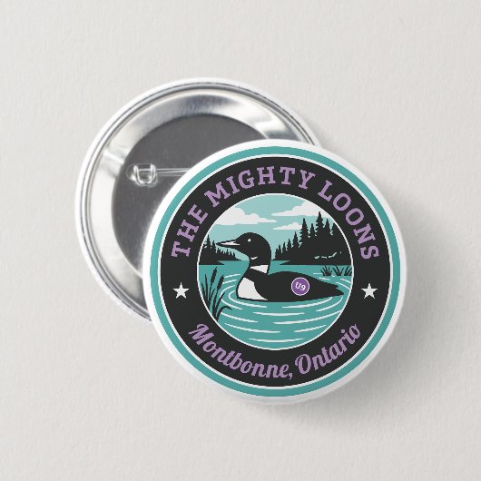 De Mighty Loons Teal Knop Ronde Button 5,7 Cm (Voorkant /achterkant)