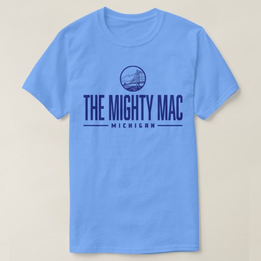 De Mighty Mac Michigan Wordmark Bridge Blauw T-shirt (Design voorkant)