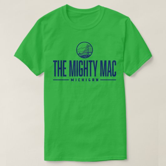 De Mighty Mac Michigan Wordmark Bridge Blauw T-shirt (Design voorkant)