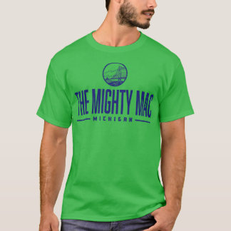 De Mighty Mac Michigan Wordmark Bridge Blauw T-shirt