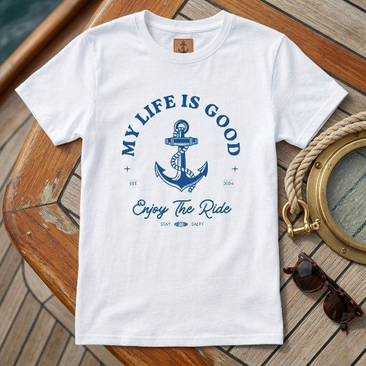 De "mijn leven is goed." Aangepaste anker T-shirt