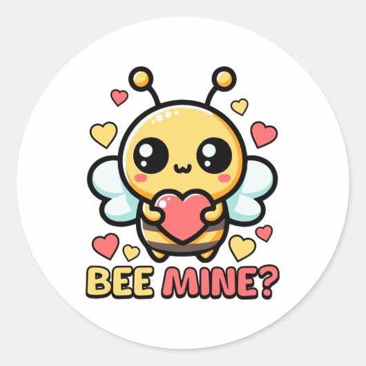 De mijne! Schattige Bumble Be Pun Cartoon Ronde Sticker (Voorkant)