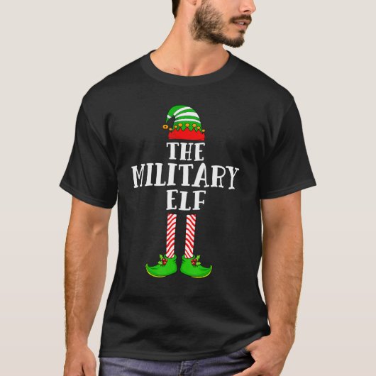 De militaire Elf-kerstfeestelijke kerstavond T-shirt (Voorkant)