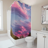 De miljoenen schaduwen van roze douchegordijn (In situ)