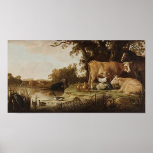 De Milkmaid Aelbert Cuyp Poster (Voorkant)