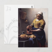 De Milkmaid in detail door Johannes Vermeer Briefkaart (Voorkant / Achterkant)