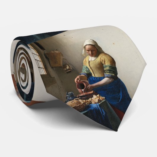 De Milkmaid Johannes Vermeer Stropdas (Opgerold)