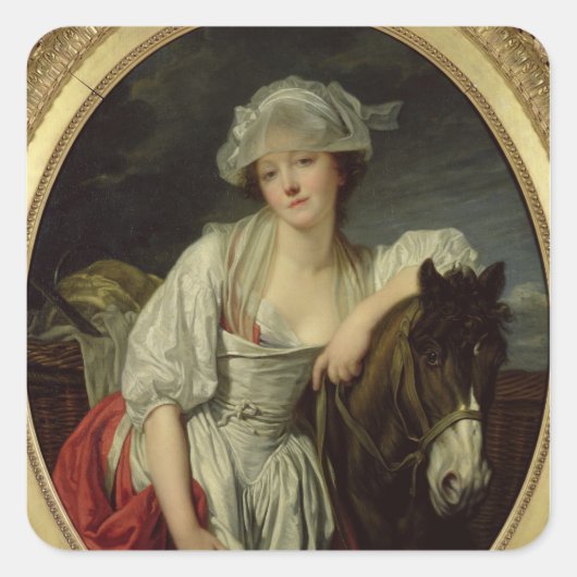 De Milkmaid Vierkante Sticker (Voorkant)