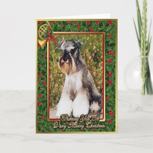 De miniatuur Lege Kerstkaart van de Hond Schnauzer Feestdagen Kaart (Voorkant)