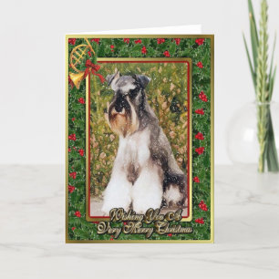 De miniatuur Lege Kerstkaart van de Hond Schnauzer Feestdagen Kaart