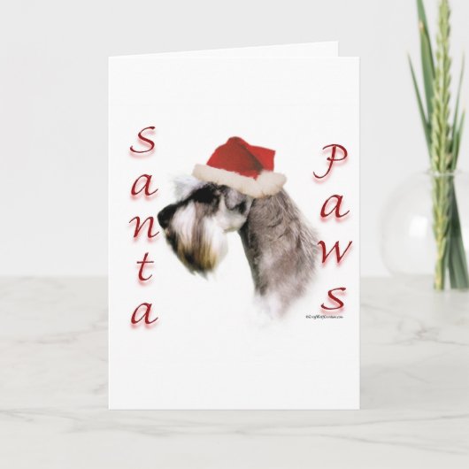 De miniatuur Poten van de Kerstman Schnauzer Feestdagen Kaart (Voorkant)