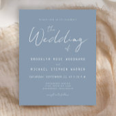 De minimale Stusty Blue Script Wedding Invite van 