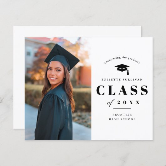 De minimale Uitnodiging van het Afstuderen van de  (Voorkant / Achterkant)