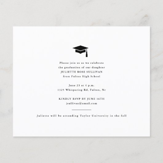 De minimale Uitnodiging van het Afstuderen van de  (Achterkant)