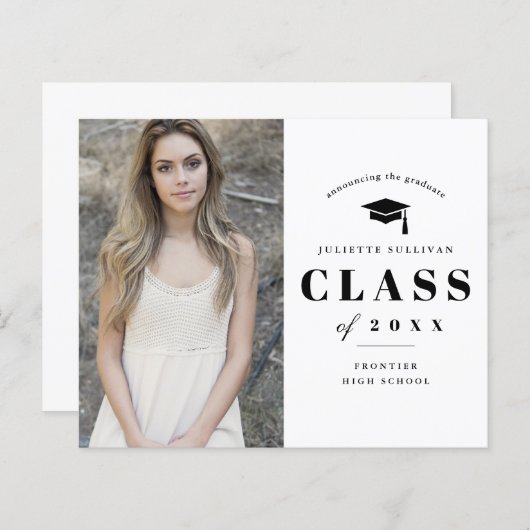 De minimale Uitnodiging van het Afstuderen van de  (Voorkant / Achterkant)