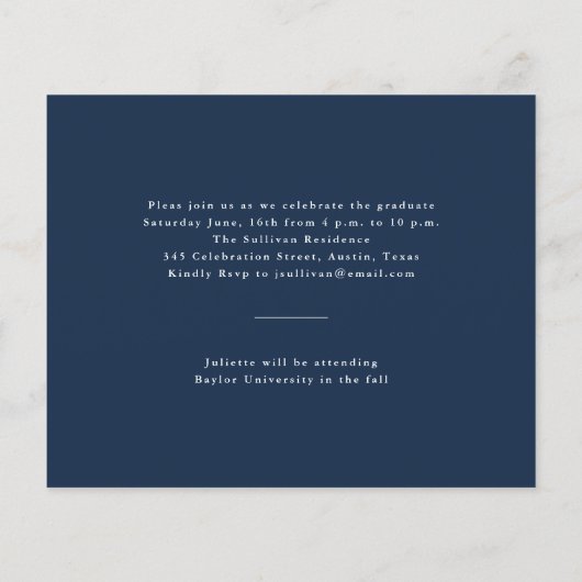 De minimale Uitnodiging van het Afstuderen van de  (Achterkant)